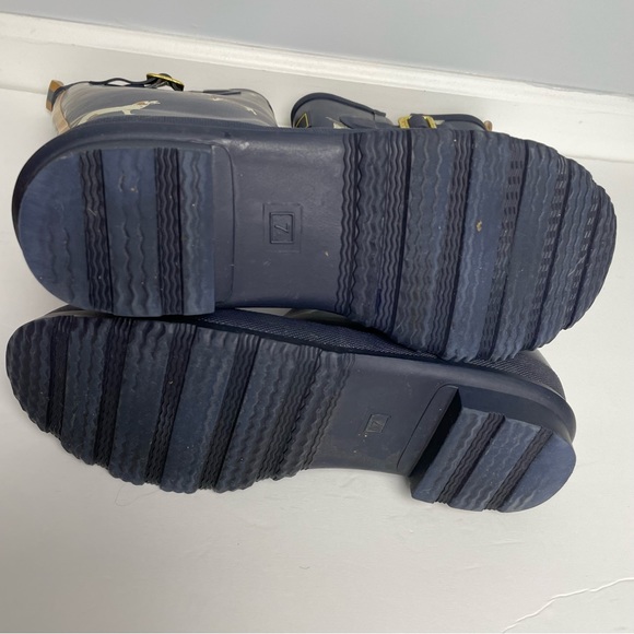 Joules tall welly Rain Boots Dogs corgi lab blue size 7 - Picture 9 of 11